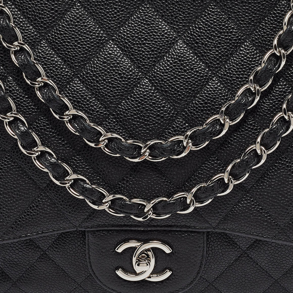 CHANEL Black Quilted Caviar Leather Maxi Classic Single Flap Bag - Picture 5 of 8